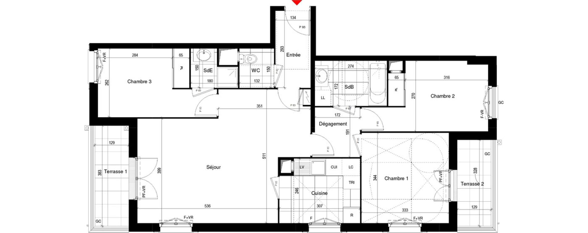 Appartement T4 de 82,77 m2 &agrave; Thiais Le foss&eacute; bazin