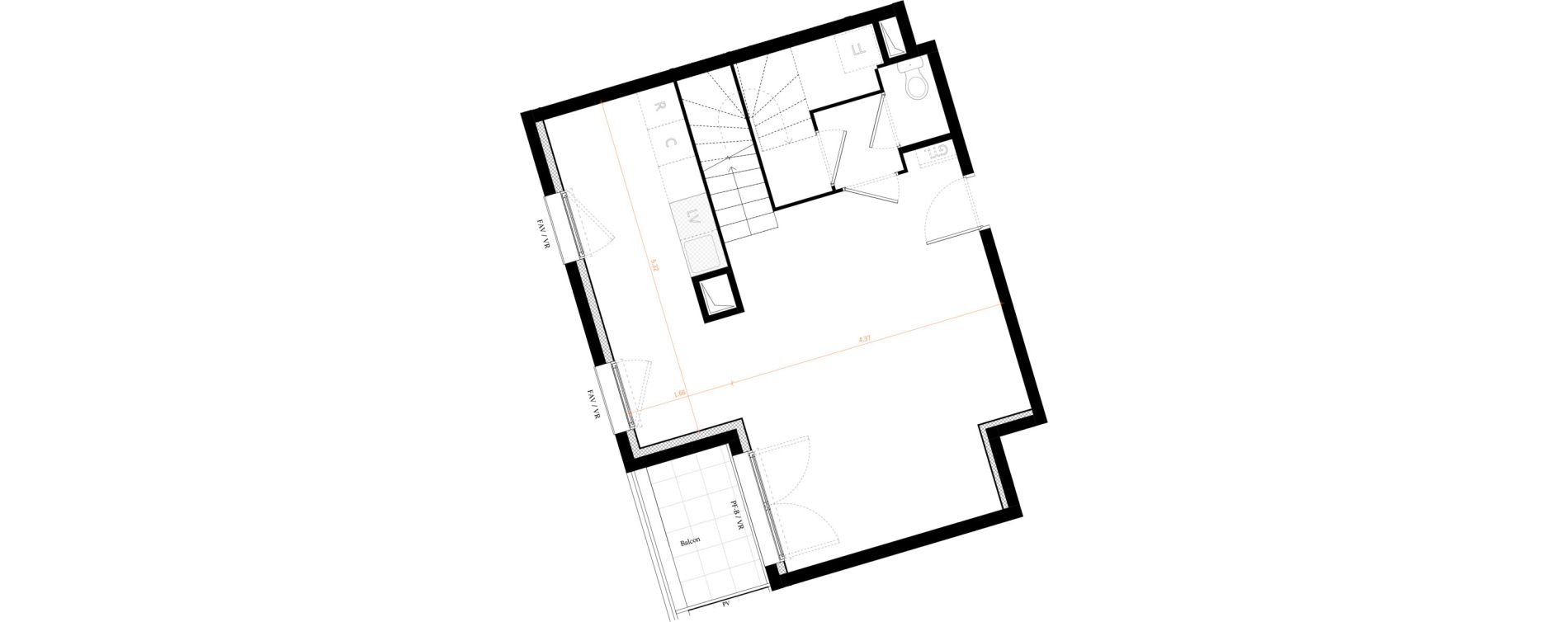 Duplex T3 de 65,43 m2 &agrave; Valenton Centre