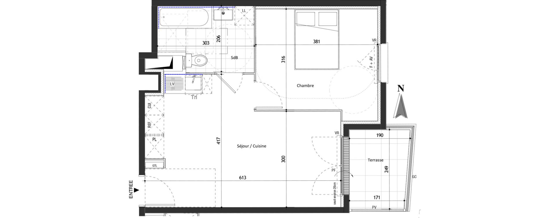 Appartement T2 de 40,13 m2 &agrave; Valenton Val pompadour - l'&eacute;tang &eacute;tendu