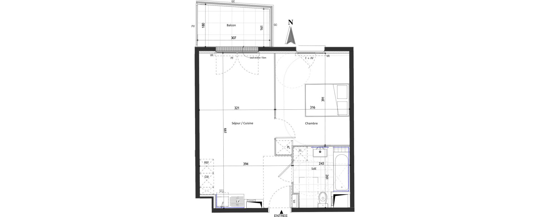 Appartement T2 de 40,53 m2 &agrave; Valenton Val pompadour - l'&eacute;tang &eacute;tendu
