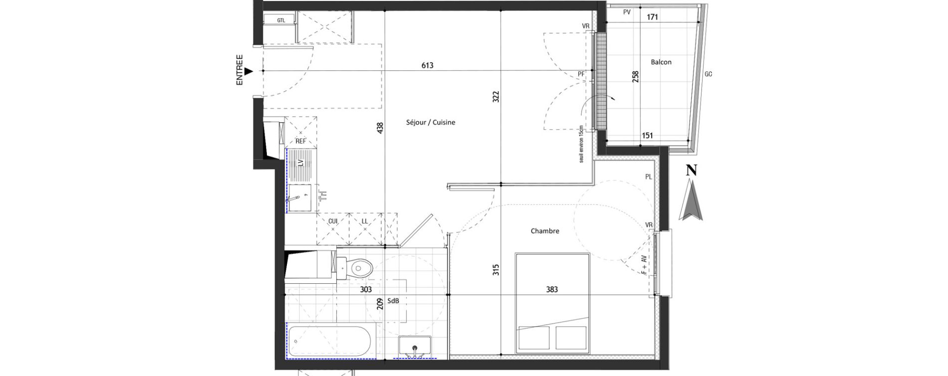 Appartement T2 de 40,91 m2 &agrave; Valenton Val pompadour - l'&eacute;tang &eacute;tendu