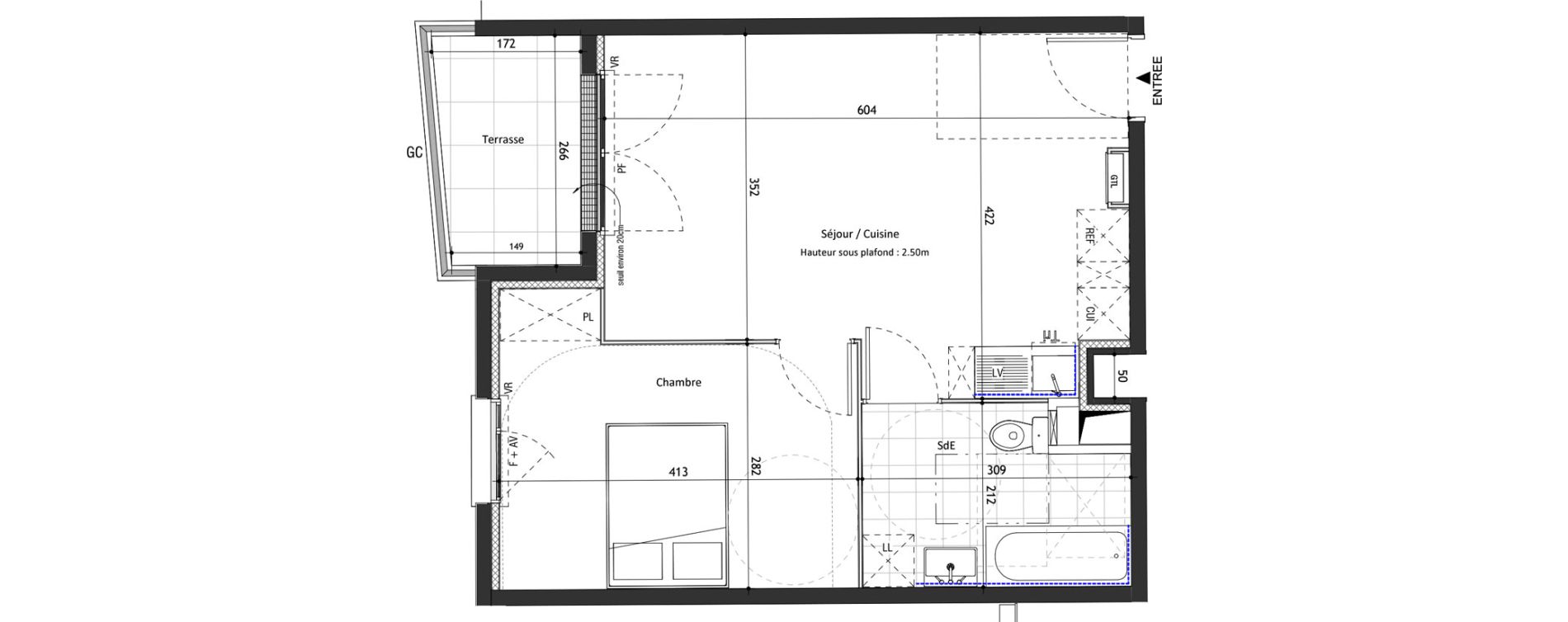Appartement T2 de 41,42 m2 &agrave; Valenton Val pompadour - l'&eacute;tang &eacute;tendu