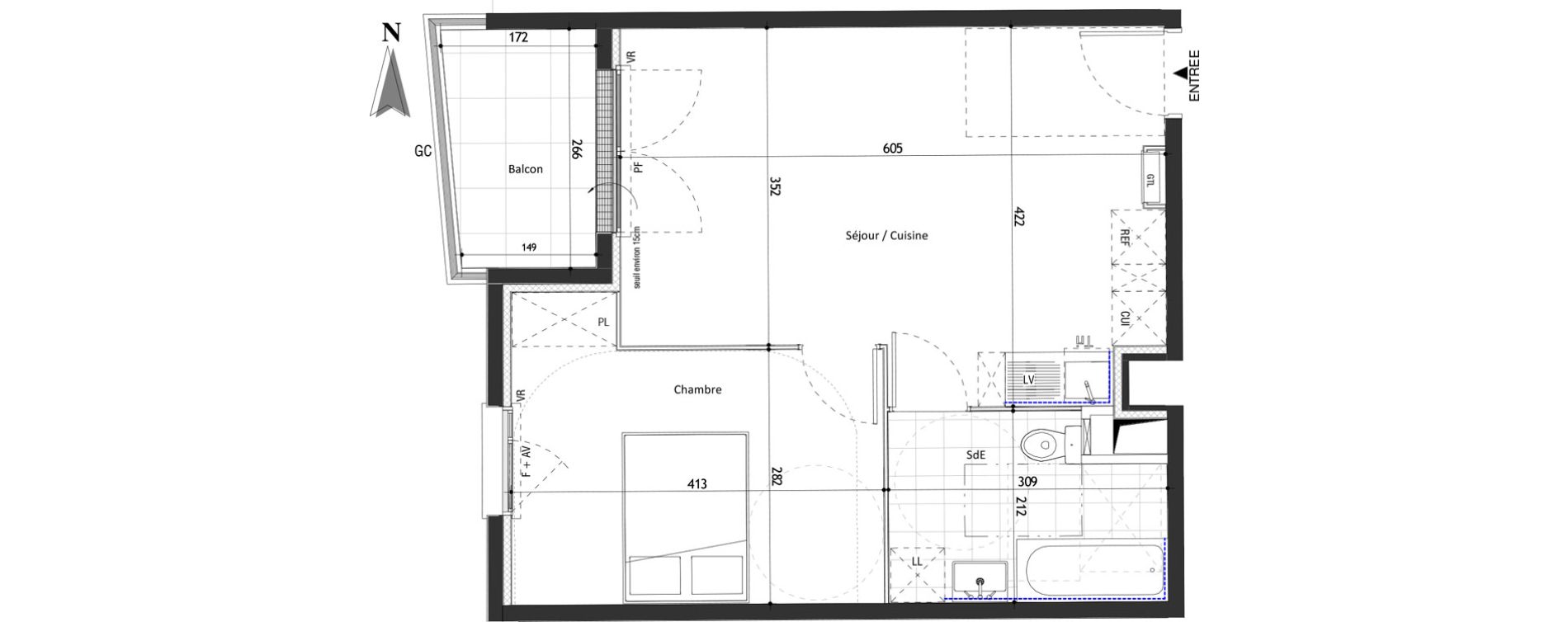 Appartement T2 de 41,42 m2 &agrave; Valenton Val pompadour - l'&eacute;tang &eacute;tendu