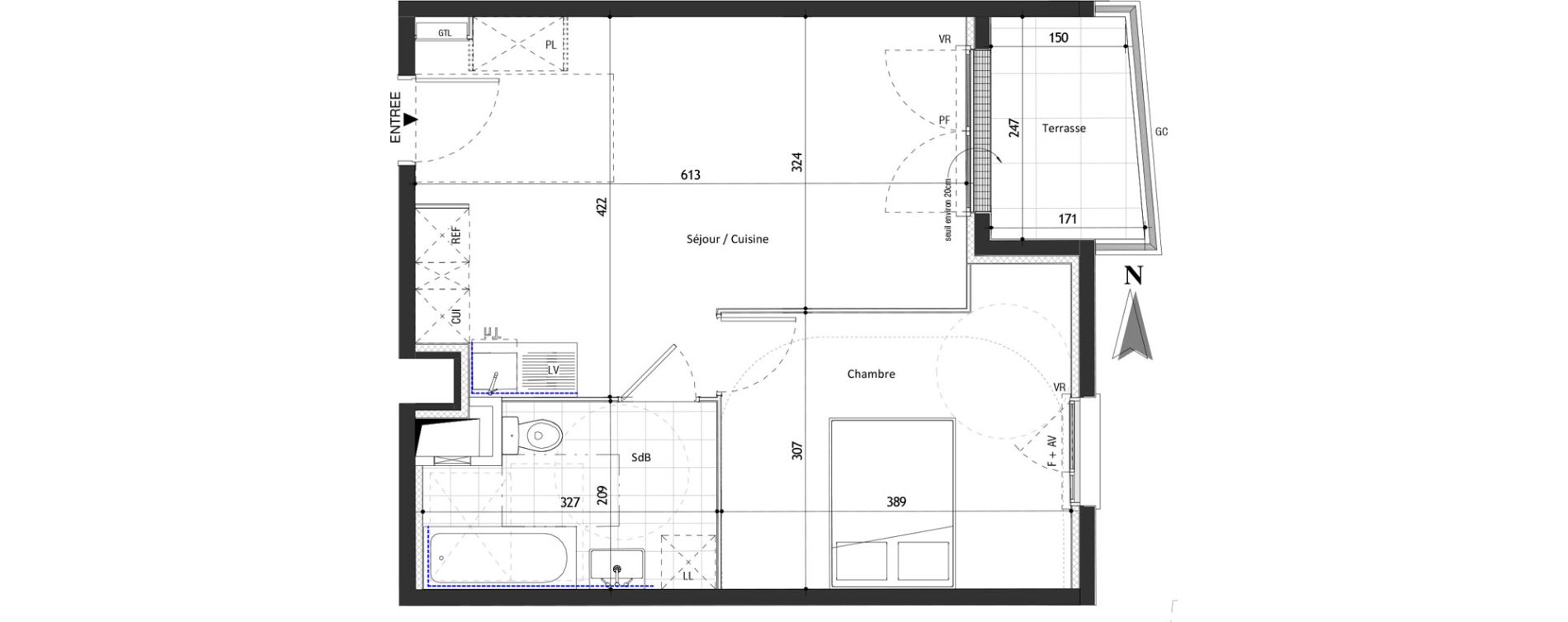 Appartement T2 de 41,46 m2 &agrave; Valenton Val pompadour - l'&eacute;tang &eacute;tendu