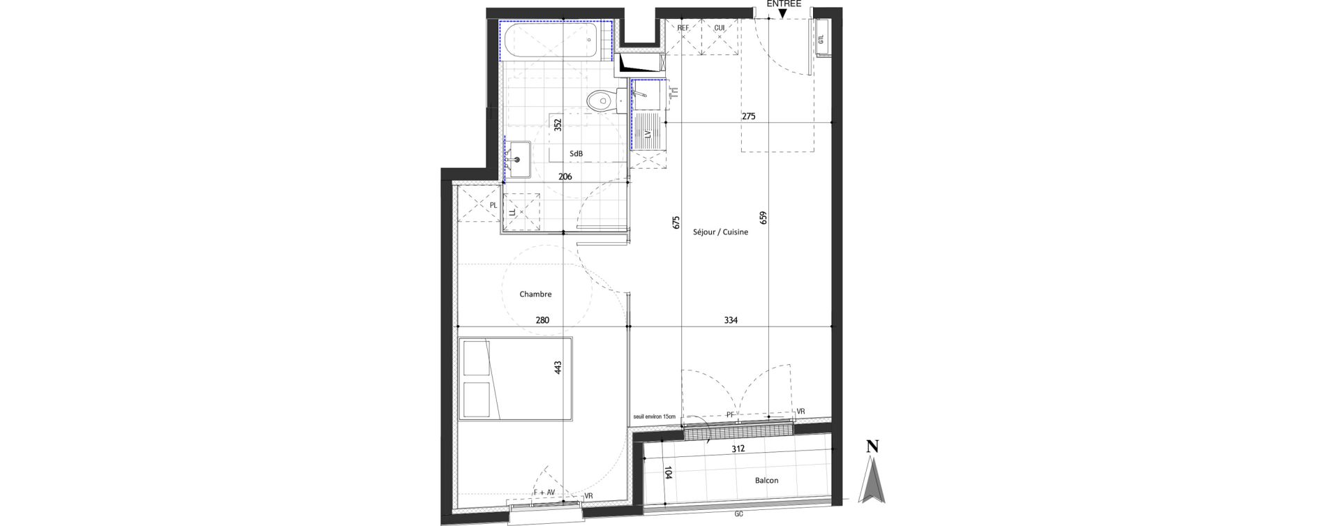 Appartement T2 de 41,82 m2 &agrave; Valenton Val pompadour - l'&eacute;tang &eacute;tendu