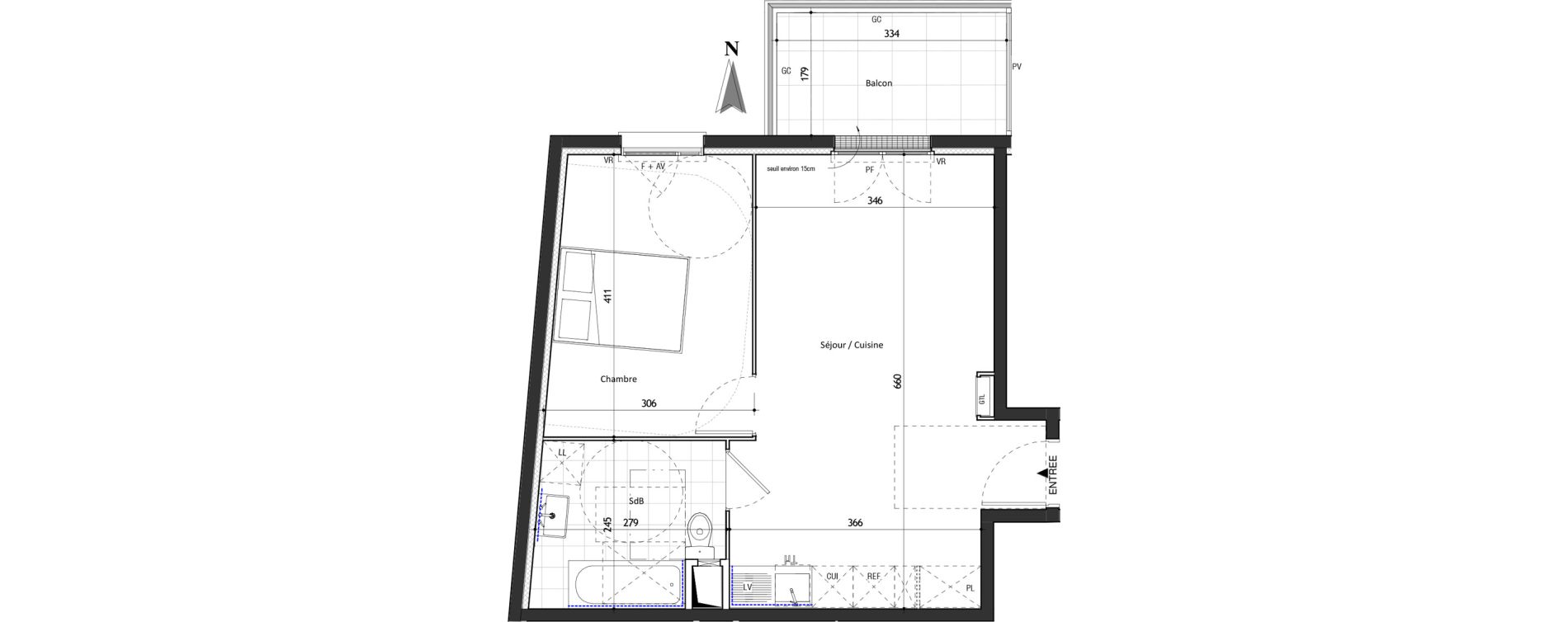 Appartement T2 de 42,56 m2 &agrave; Valenton Val pompadour - l'&eacute;tang &eacute;tendu