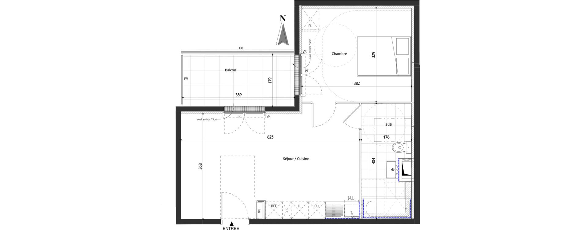 Appartement T2 de 42,96 m2 &agrave; Valenton Val pompadour - l'&eacute;tang &eacute;tendu