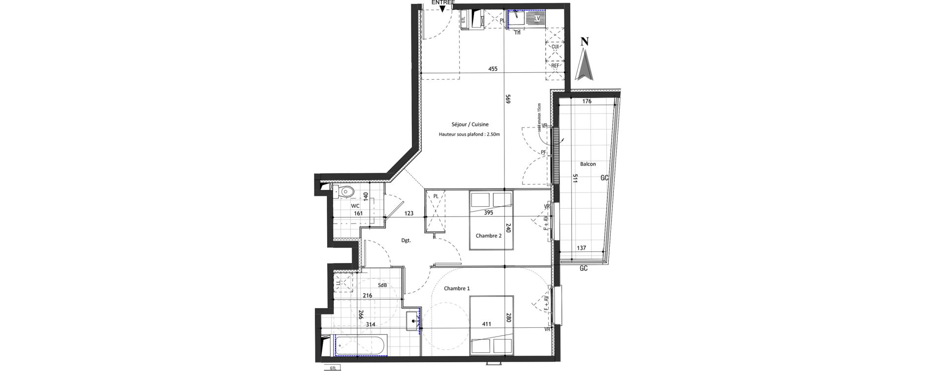 Appartement T3 de 60,03 m2 &agrave; Valenton Val pompadour - l'&eacute;tang &eacute;tendu