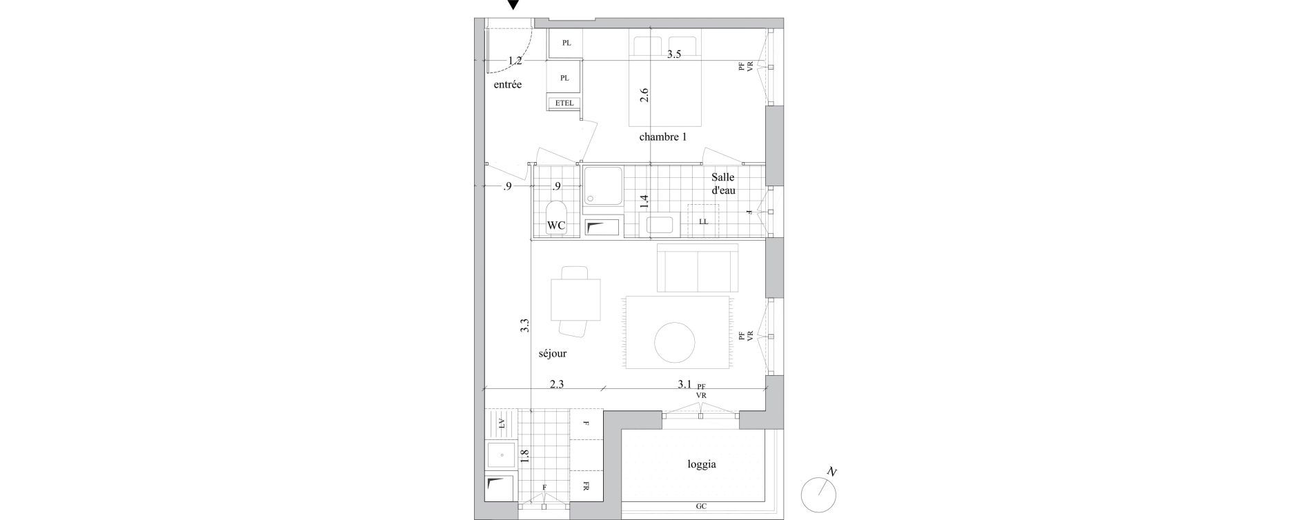 Appartement T2 de 42,70 m2 &agrave; Villejuif Campus grand parc