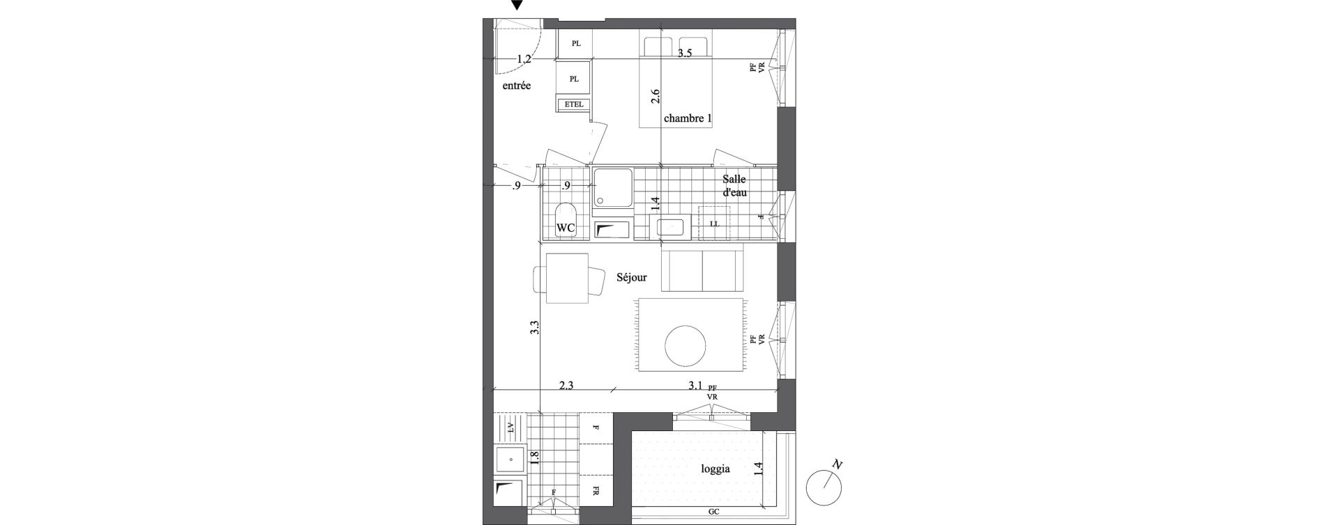 Appartement T2 de 42,50 m2 &agrave; Villejuif Campus grand parc
