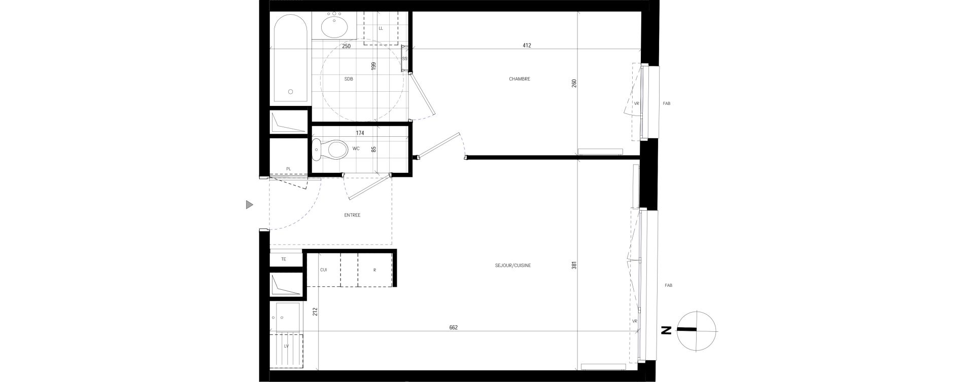Appartement T2 de 41,10 m2 &agrave; Villejuif Delaune