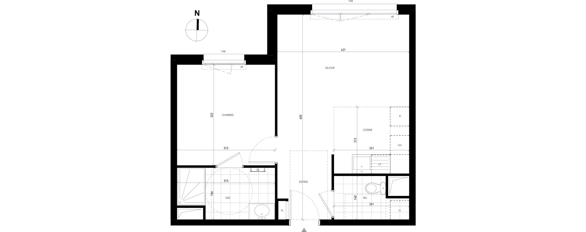 Appartement T2 de 41,36 m2 &agrave; Villejuif Delaune