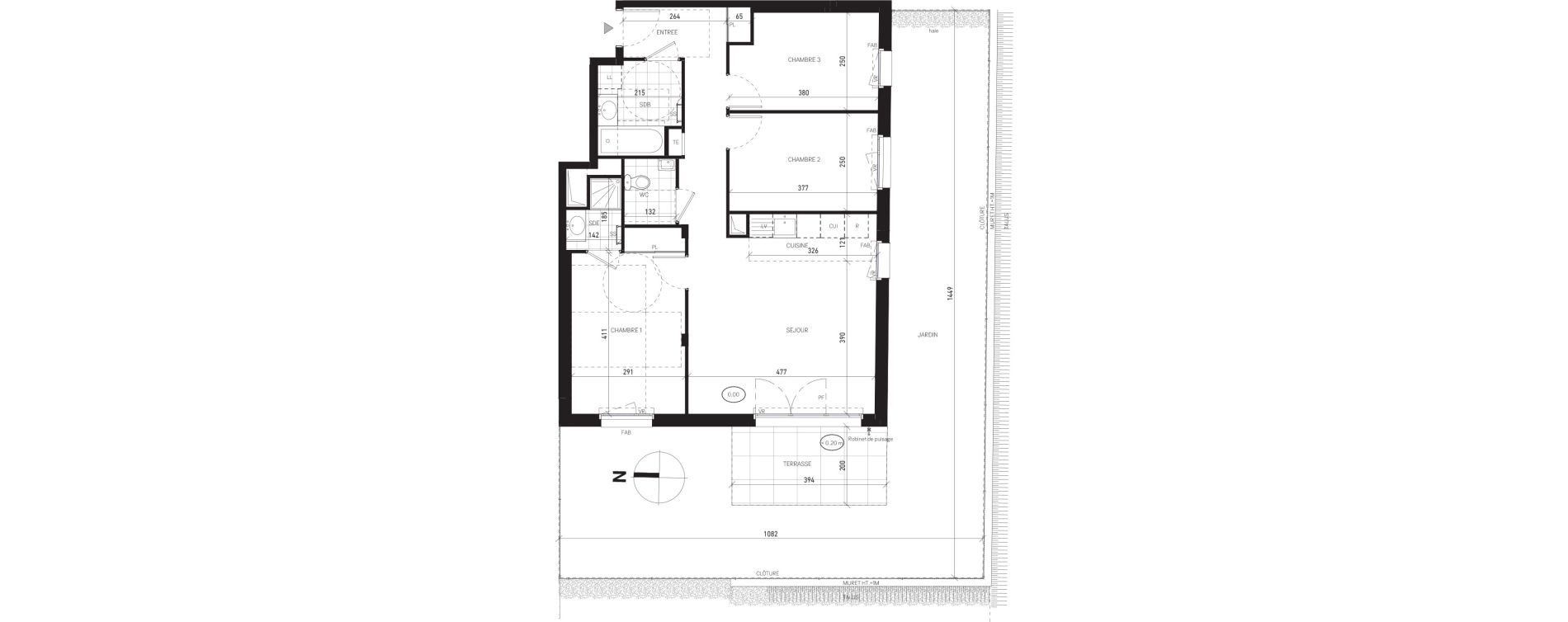 Appartement T4 de 73,29 m2 &agrave; Villejuif Delaune