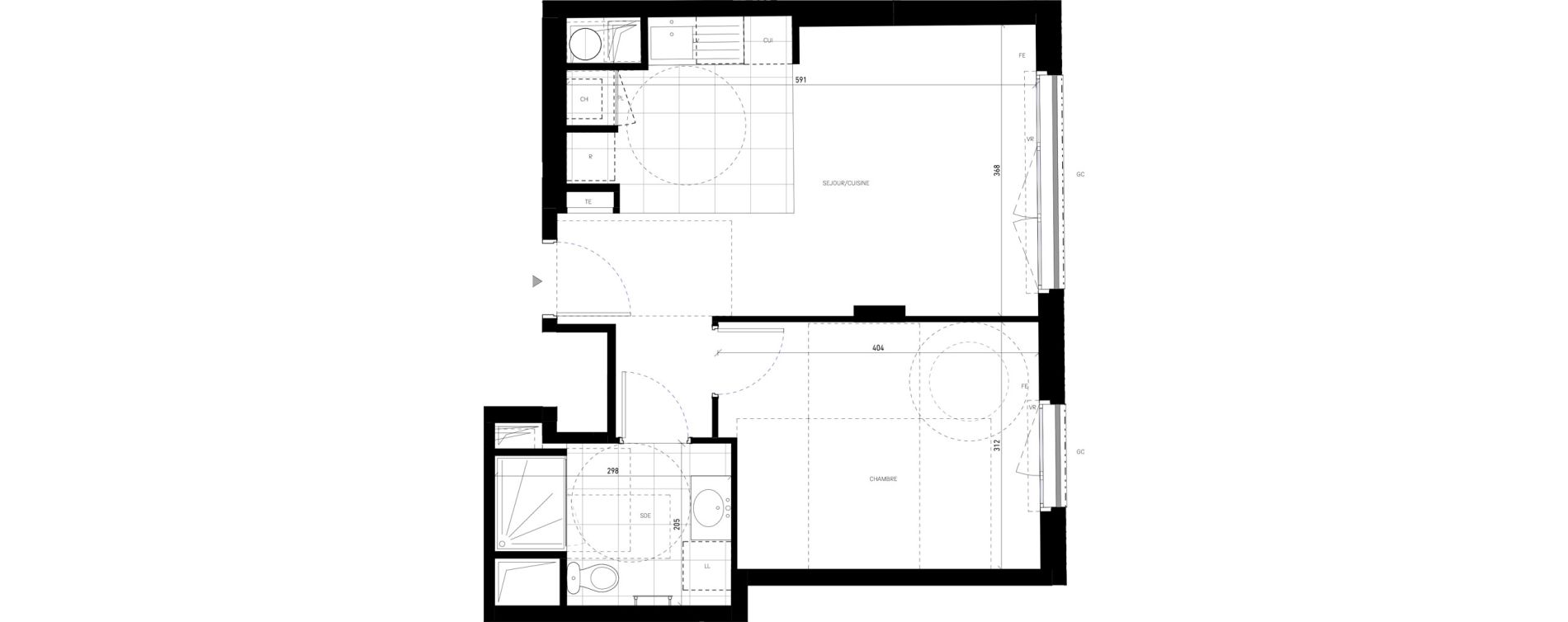 Appartement T2 de 40,64 m2 &agrave; Villejuif Delaune