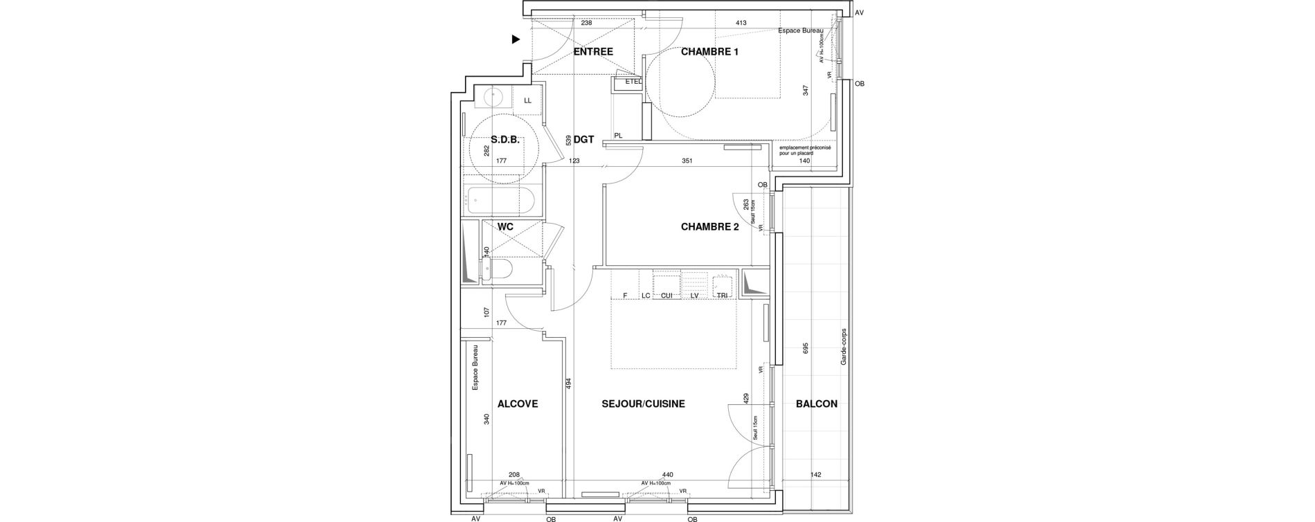 Appartement T3 de 68,51 m2 &agrave; Villejuif Monts cuchets