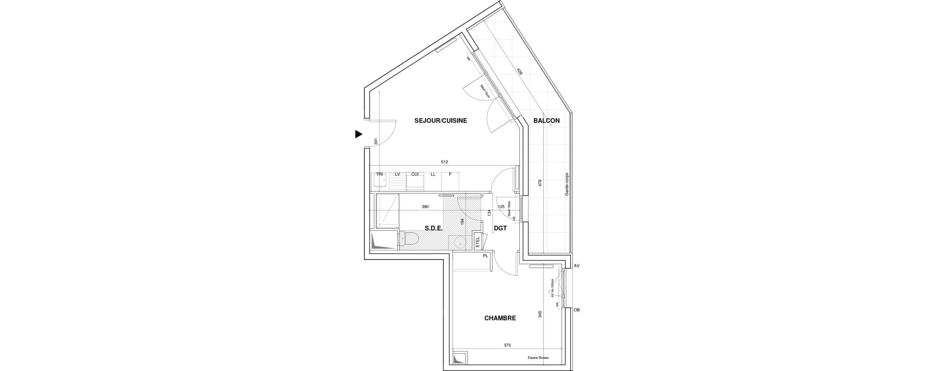 Appartement T2 de 43,31 m2 &agrave; Villejuif Monts cuchets