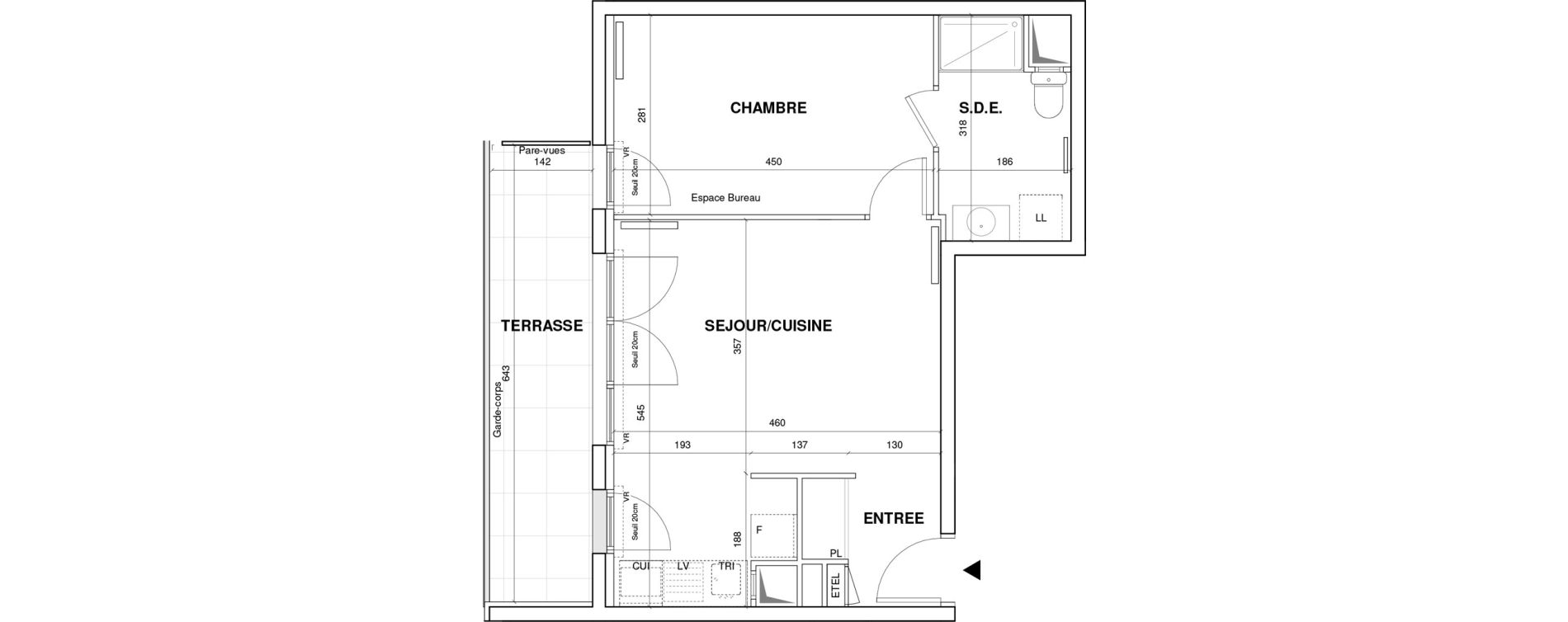 Appartement T2 de 41,98 m2 &agrave; Villejuif Monts cuchets