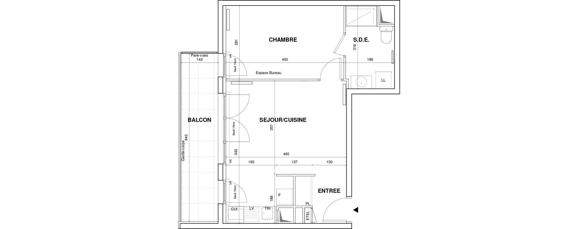 Appartement T2 de 41,97 m2 &agrave; Villejuif Monts cuchets