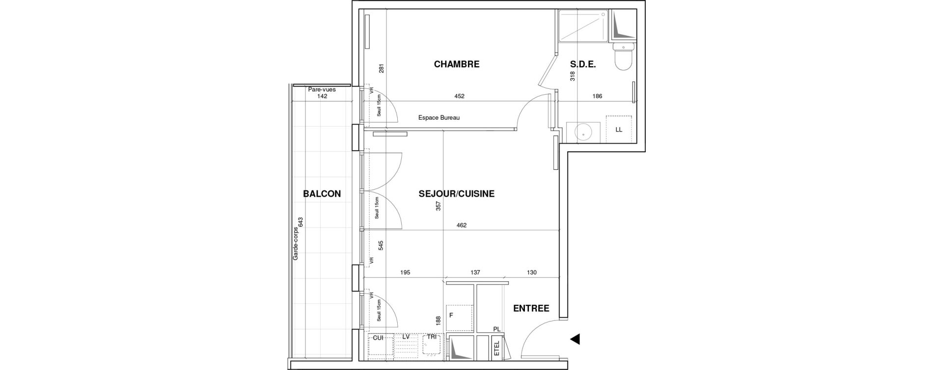 Appartement T2 de 42,14 m2 &agrave; Villejuif Monts cuchets