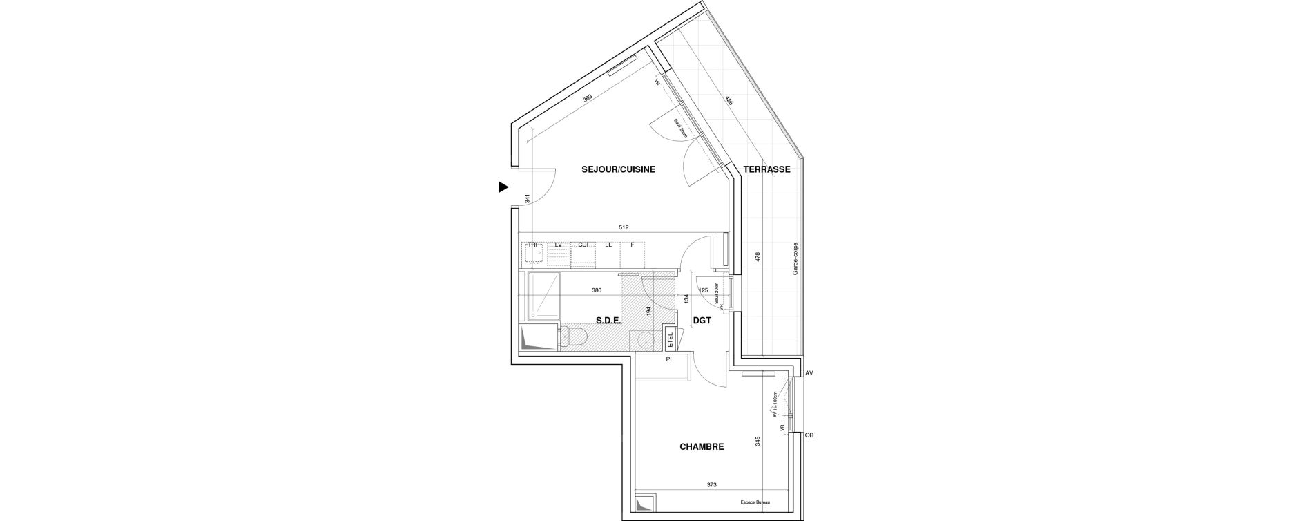 Appartement T2 de 43,31 m2 &agrave; Villejuif Monts cuchets