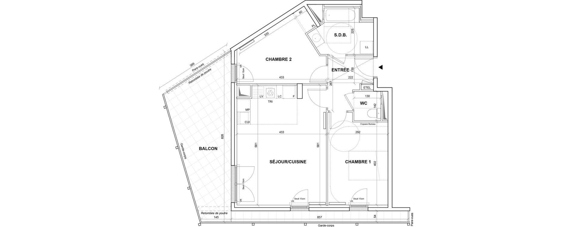 Appartement T3 de 60,15 m2 &agrave; Villejuif Monts cuchets