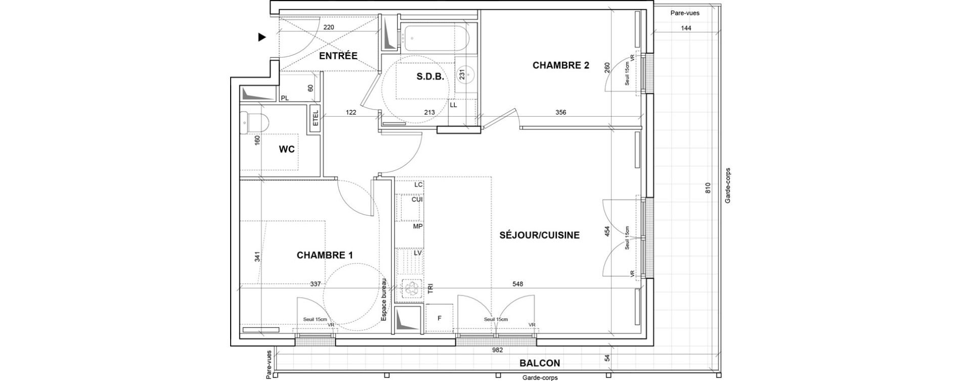 Appartement T3 de 58,89 m2 &agrave; Villejuif Monts cuchets