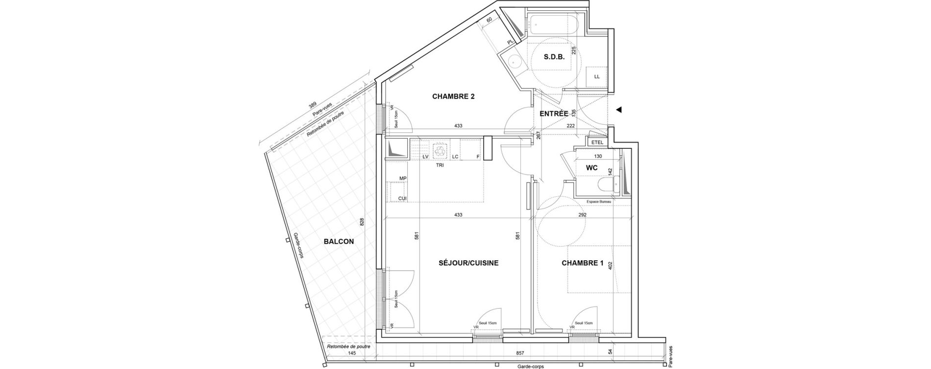 Appartement T3 de 60,15 m2 &agrave; Villejuif Monts cuchets