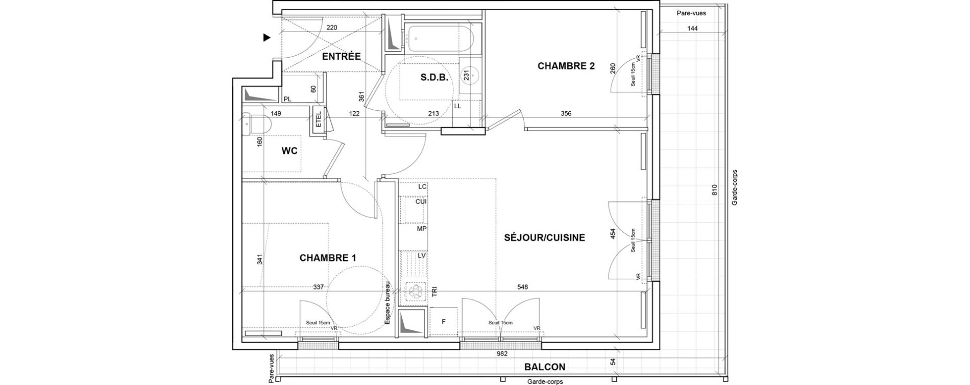 Appartement T3 de 58,89 m2 &agrave; Villejuif Monts cuchets