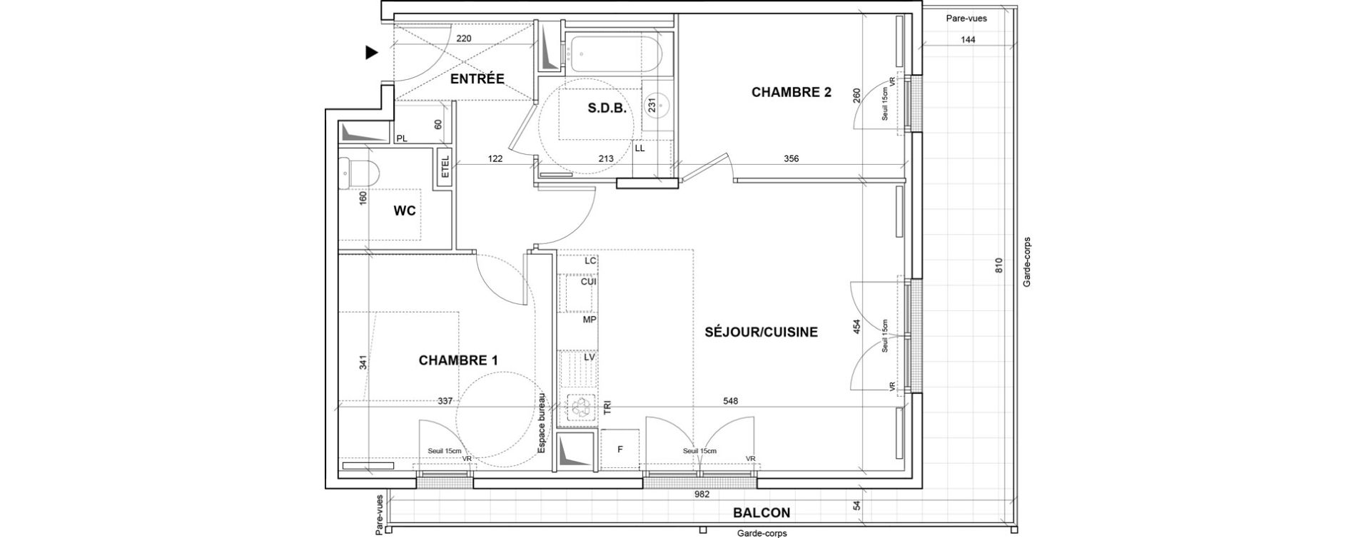 Appartement T3 de 58,89 m2 &agrave; Villejuif Monts cuchets