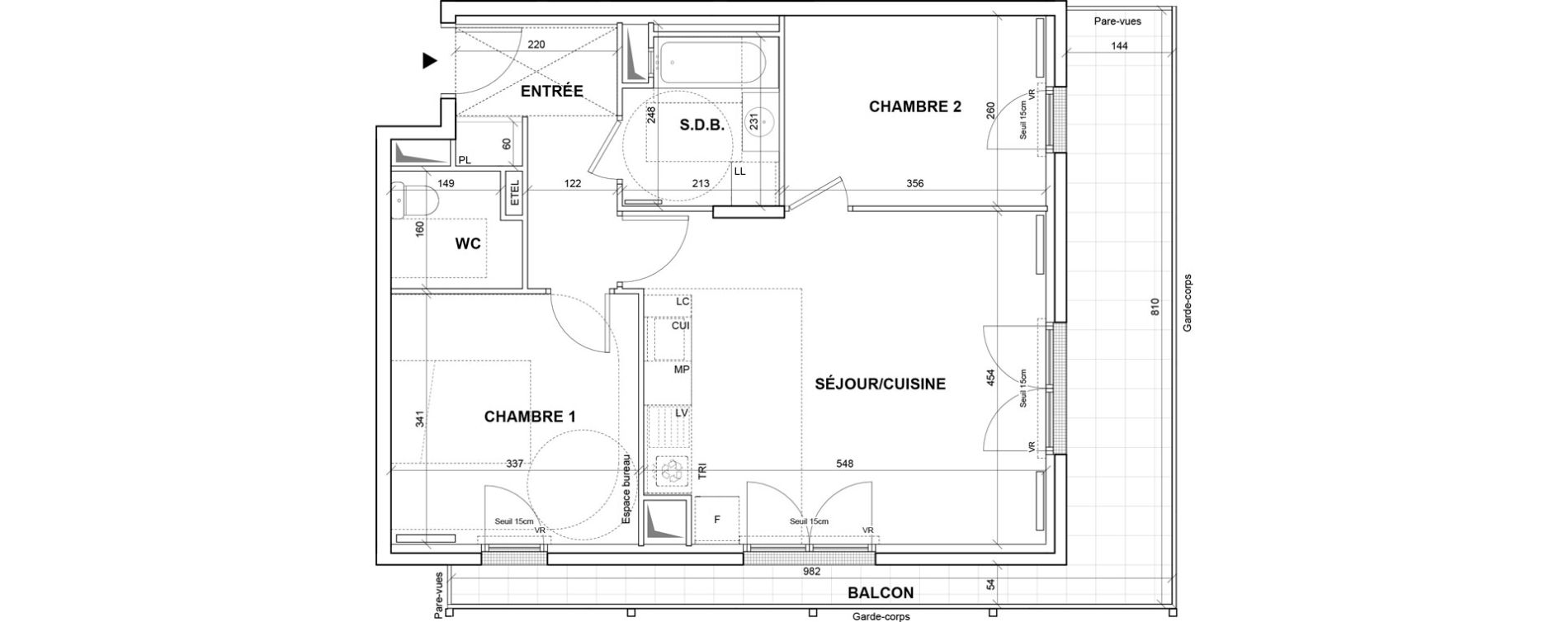 Appartement T3 de 58,89 m2 &agrave; Villejuif Monts cuchets