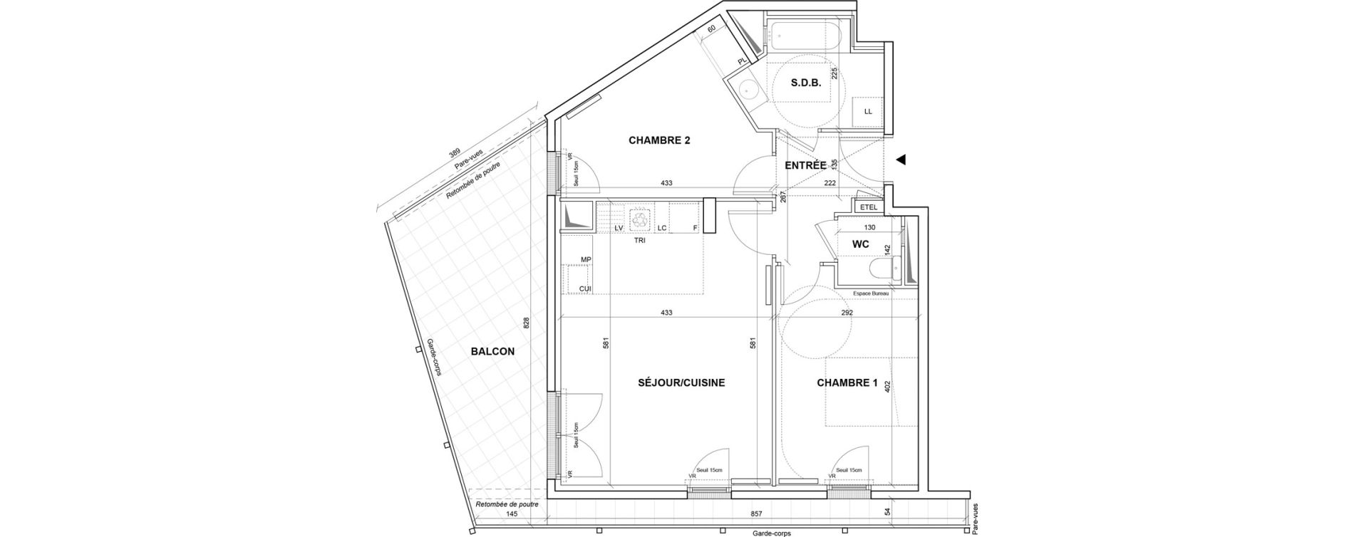 Appartement T3 de 60,15 m2 &agrave; Villejuif Monts cuchets