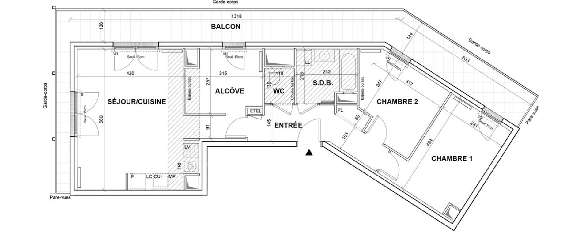 Appartement T3 de 70,48 m2 &agrave; Villejuif Monts cuchets