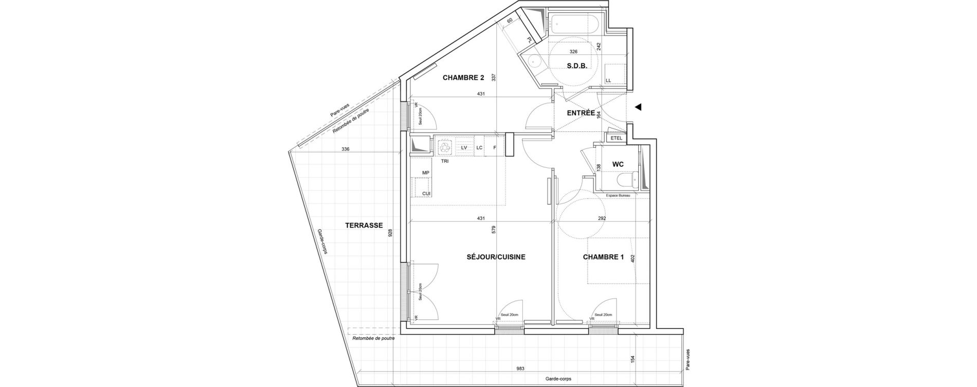 Appartement T3 de 59,76 m2 &agrave; Villejuif Monts cuchets