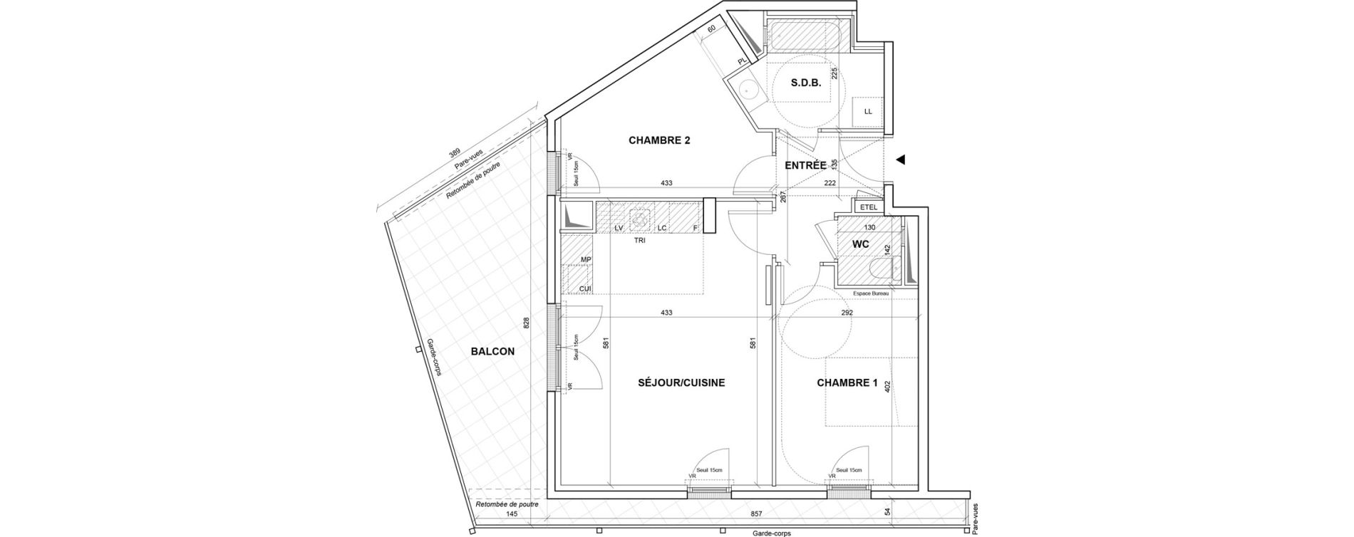 Appartement T3 de 60,15 m2 &agrave; Villejuif Monts cuchets