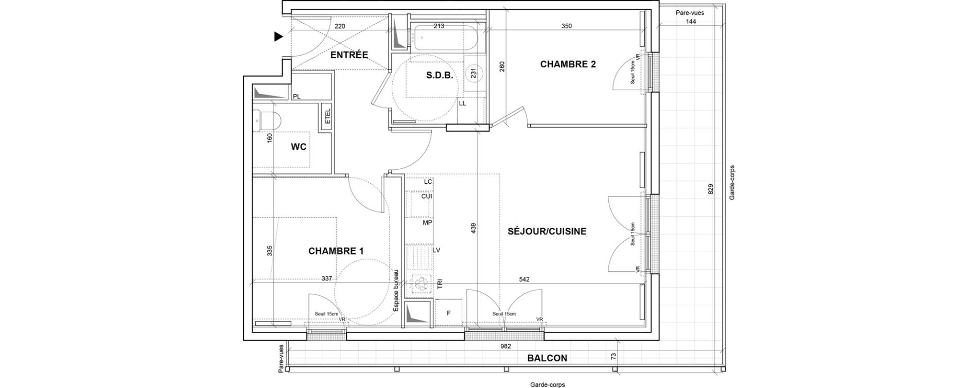 Appartement T3 de 58,58 m2 &agrave; Villejuif Monts cuchets