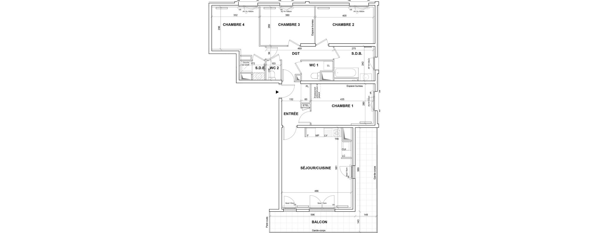 Appartement T5 de 94,37 m2 &agrave; Villejuif Monts cuchets