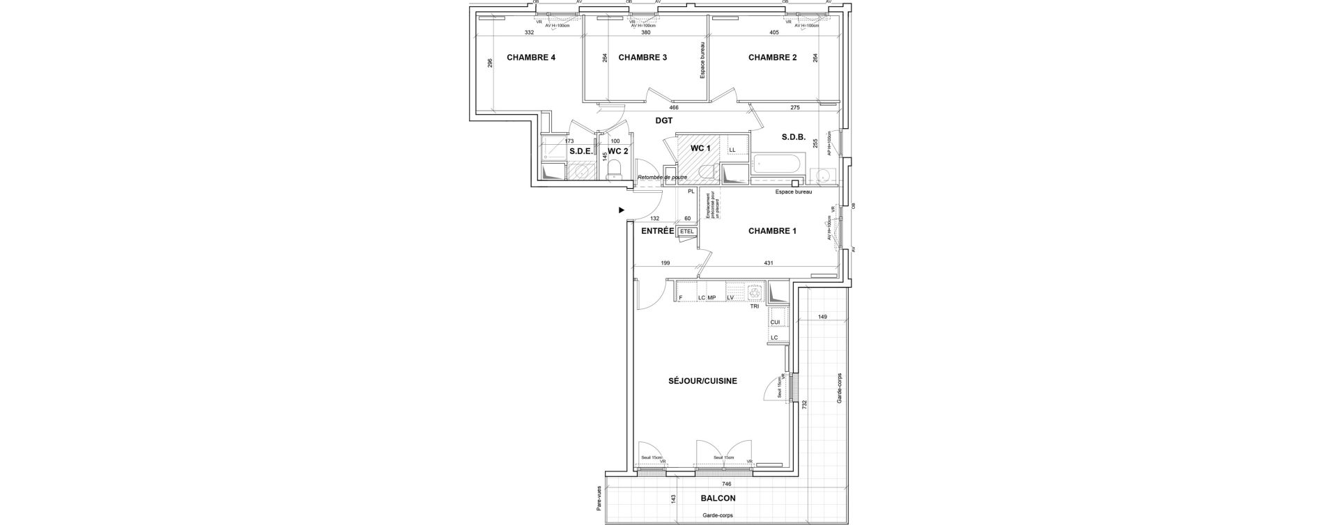 Appartement T5 de 95,95 m2 &agrave; Villejuif Monts cuchets