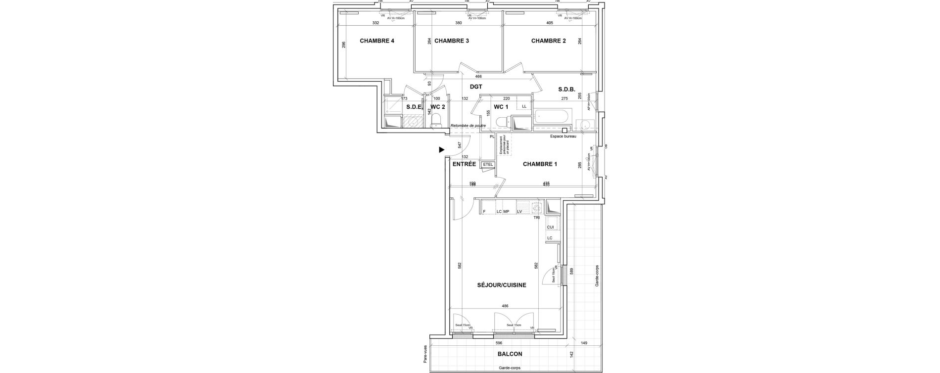 Appartement T5 de 96,36 m2 &agrave; Villejuif Monts cuchets