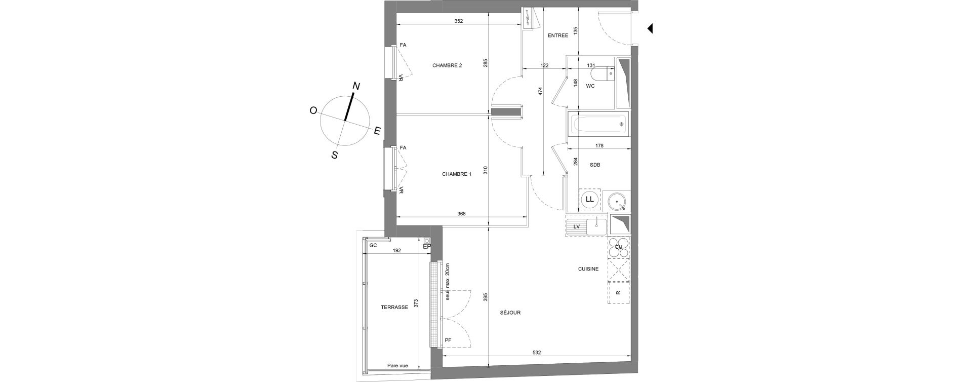 Appartement T3 de 58,30 m2 &agrave; Villeneuve-Le-Roi La grusie