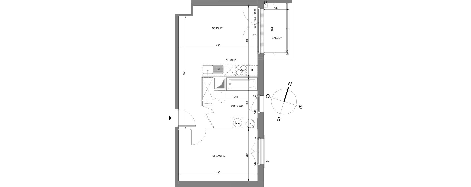 Appartement T2 de 40,40 m2 &agrave; Villeneuve-Le-Roi La grusie