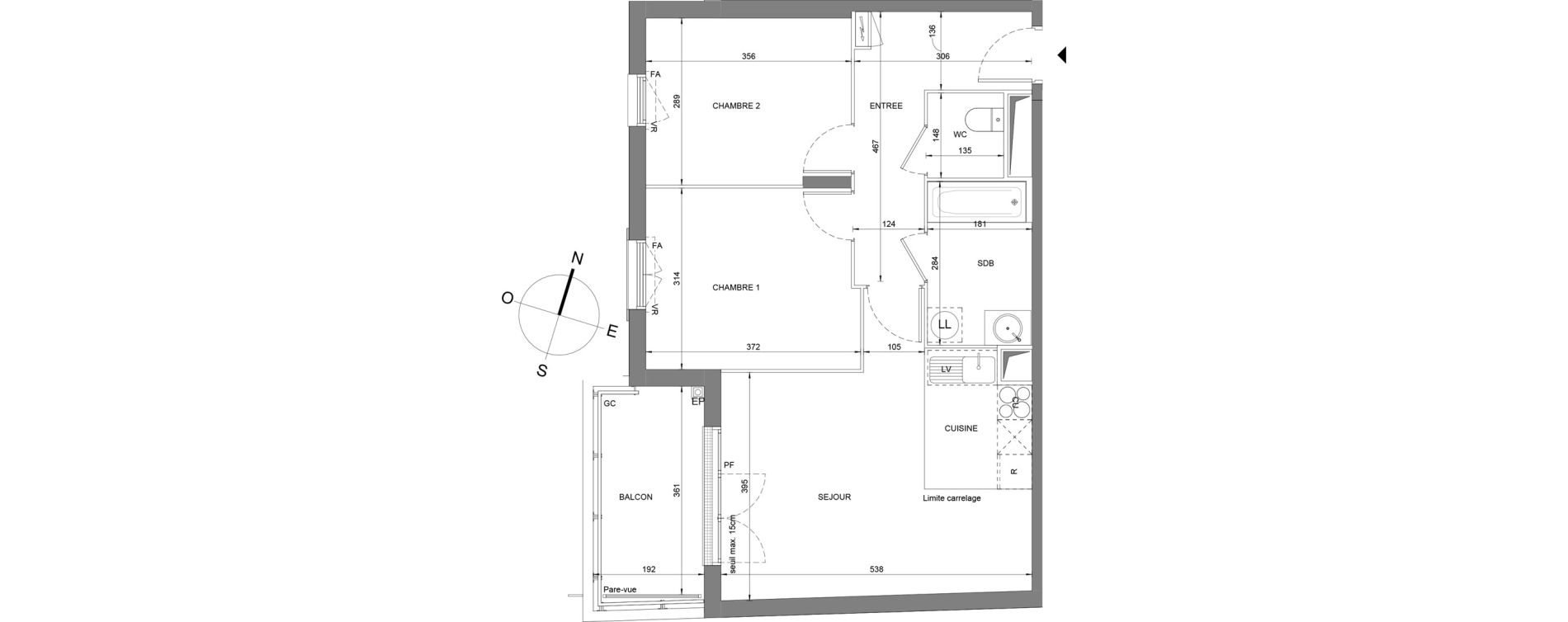 Appartement T3 de 59,40 m2 &agrave; Villeneuve-Le-Roi La grusie