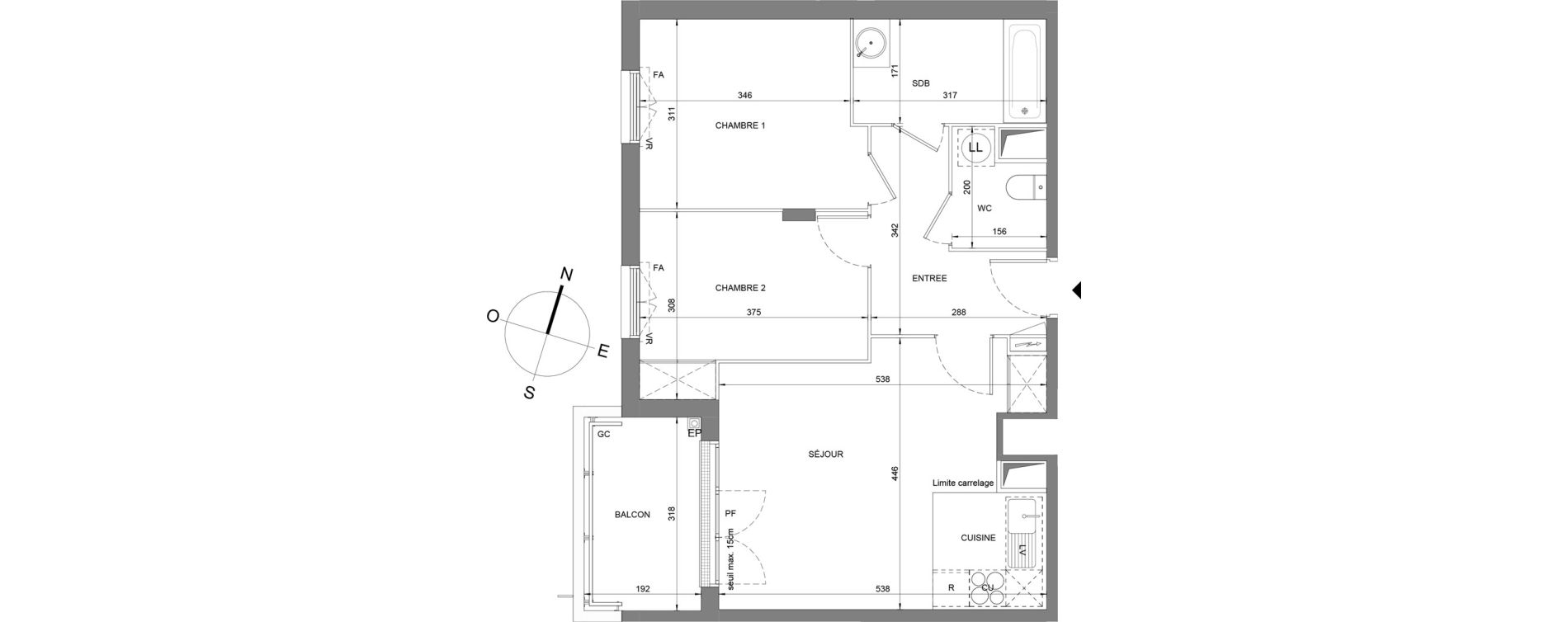 Appartement T3 de 57,20 m2 &agrave; Villeneuve-Le-Roi La grusie