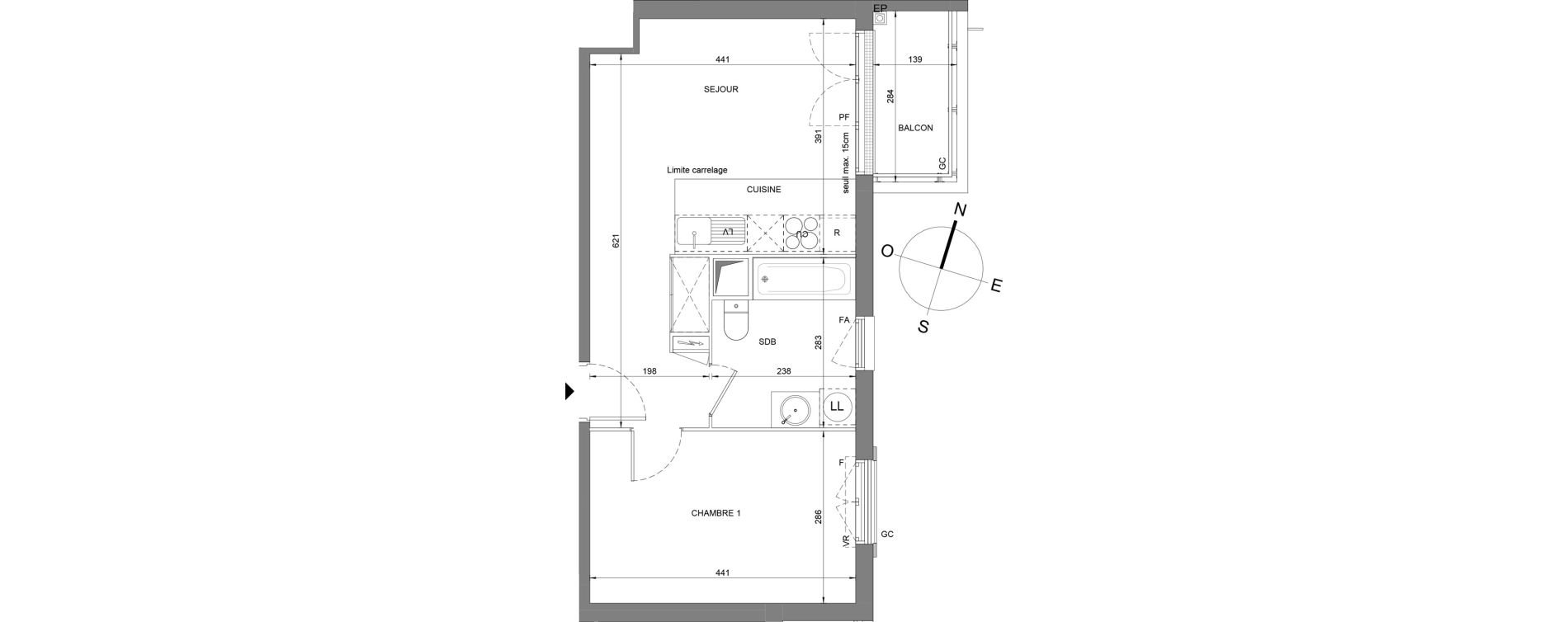 Appartement T2 de 41,10 m2 &agrave; Villeneuve-Le-Roi La grusie