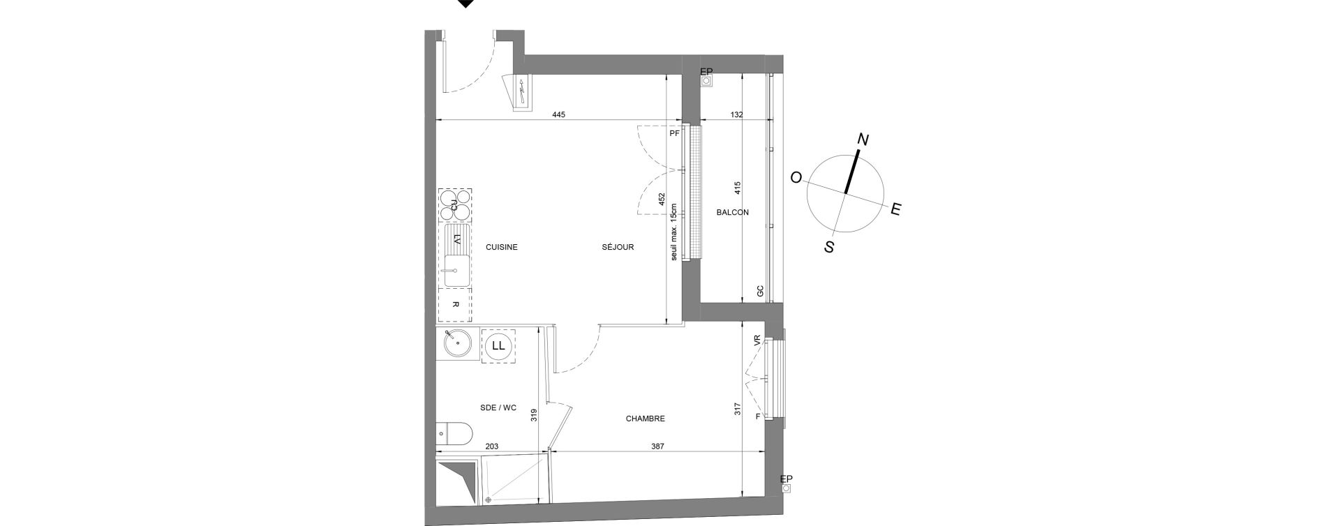 Appartement T2 de 38,70 m2 &agrave; Villeneuve-Le-Roi La grusie