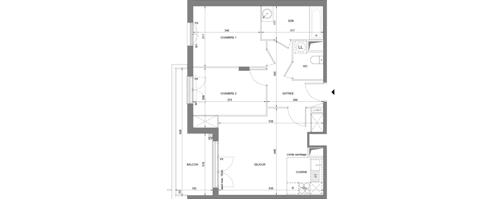 Appartement T3 de 56,70 m2 &agrave; Villeneuve-Le-Roi La grusie