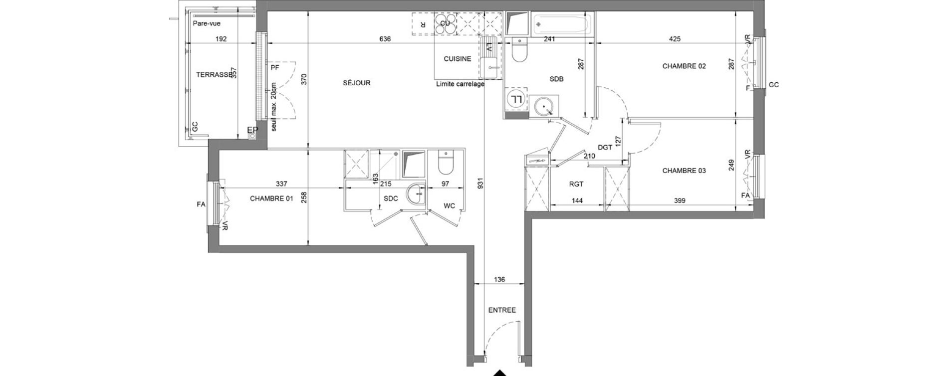 Appartement T4 de 81,70 m2 &agrave; Villeneuve-Le-Roi La grusie