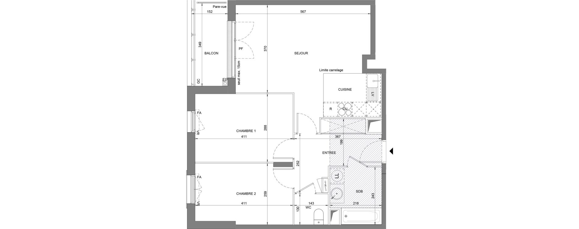 Appartement T3 de 62,20 m2 &agrave; Villeneuve-Le-Roi La grusie