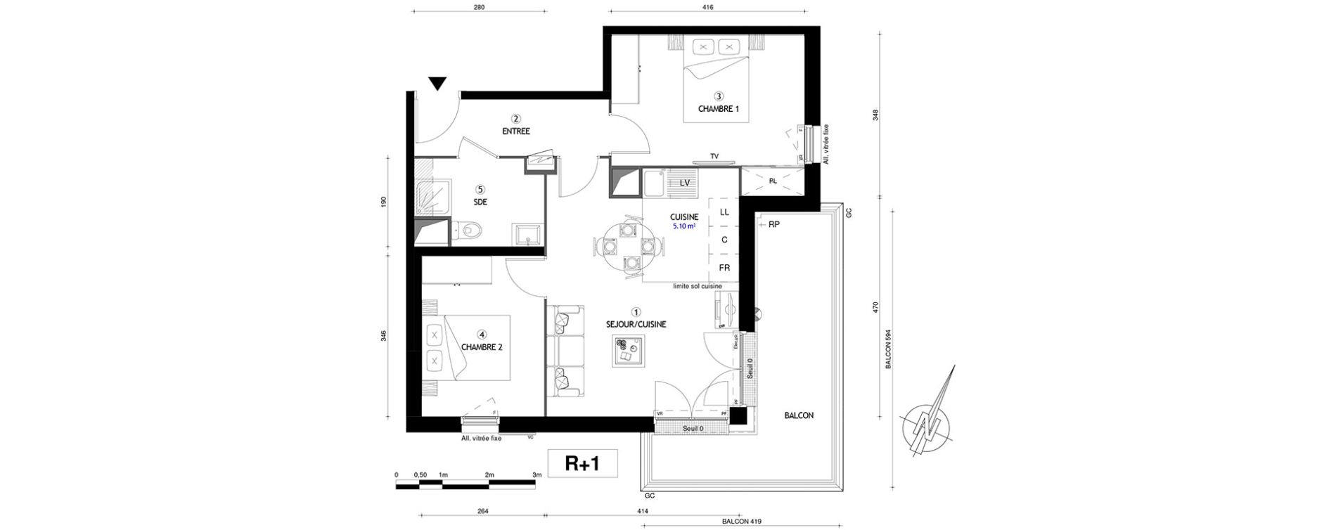 Appartement T3 de 53,30 m2 &agrave; Villeneuve-Le-Roi Centre