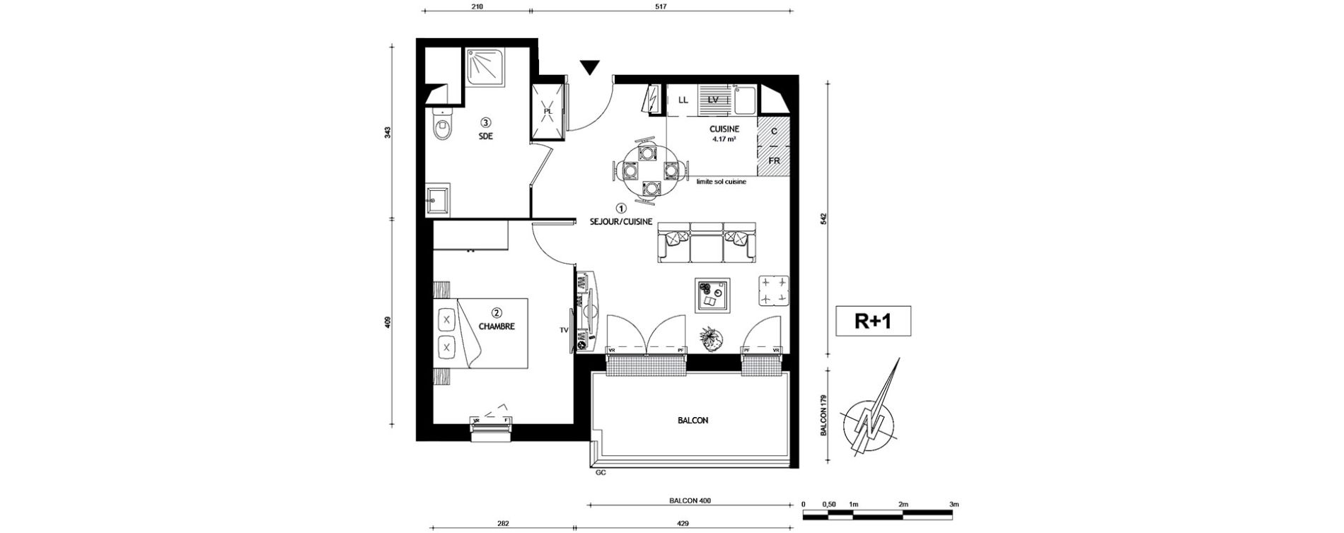 Appartement T2 de 42,60 m2 &agrave; Villeneuve-Le-Roi Centre