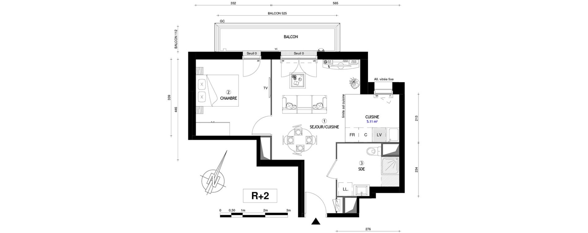 Appartement T2 de 40,30 m2 &agrave; Villeneuve-Le-Roi Centre